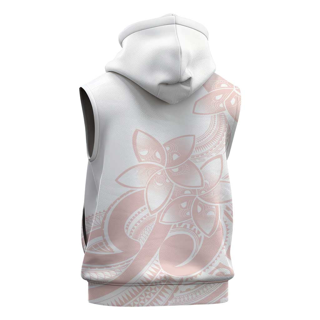 Polynesian Tribal Plumeria Lotu Tamaiti Sleeveless Zip Hoodie Pastel Blush LT9 - Polynesian Pride