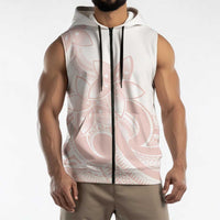 Polynesian Tribal Plumeria Lotu Tamaiti Sleeveless Zip Hoodie Pastel Blush LT9 - Polynesian Pride