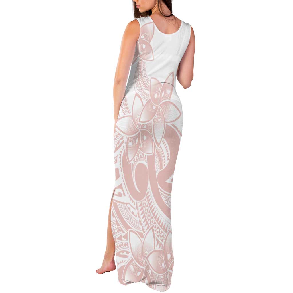 Polynesian Tribal Plumeria Lotu Tamaiti Tank Maxi Dress Pastel Blush LT9 - Polynesian Pride