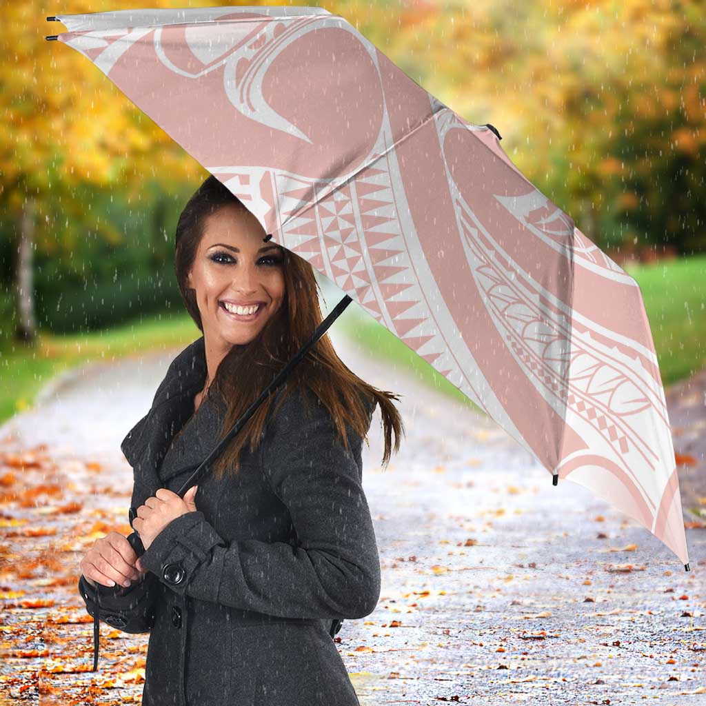Polynesian Tribal Plumeria Lotu Tamaiti Umbrella Pastel Blush - Polynesian Pride