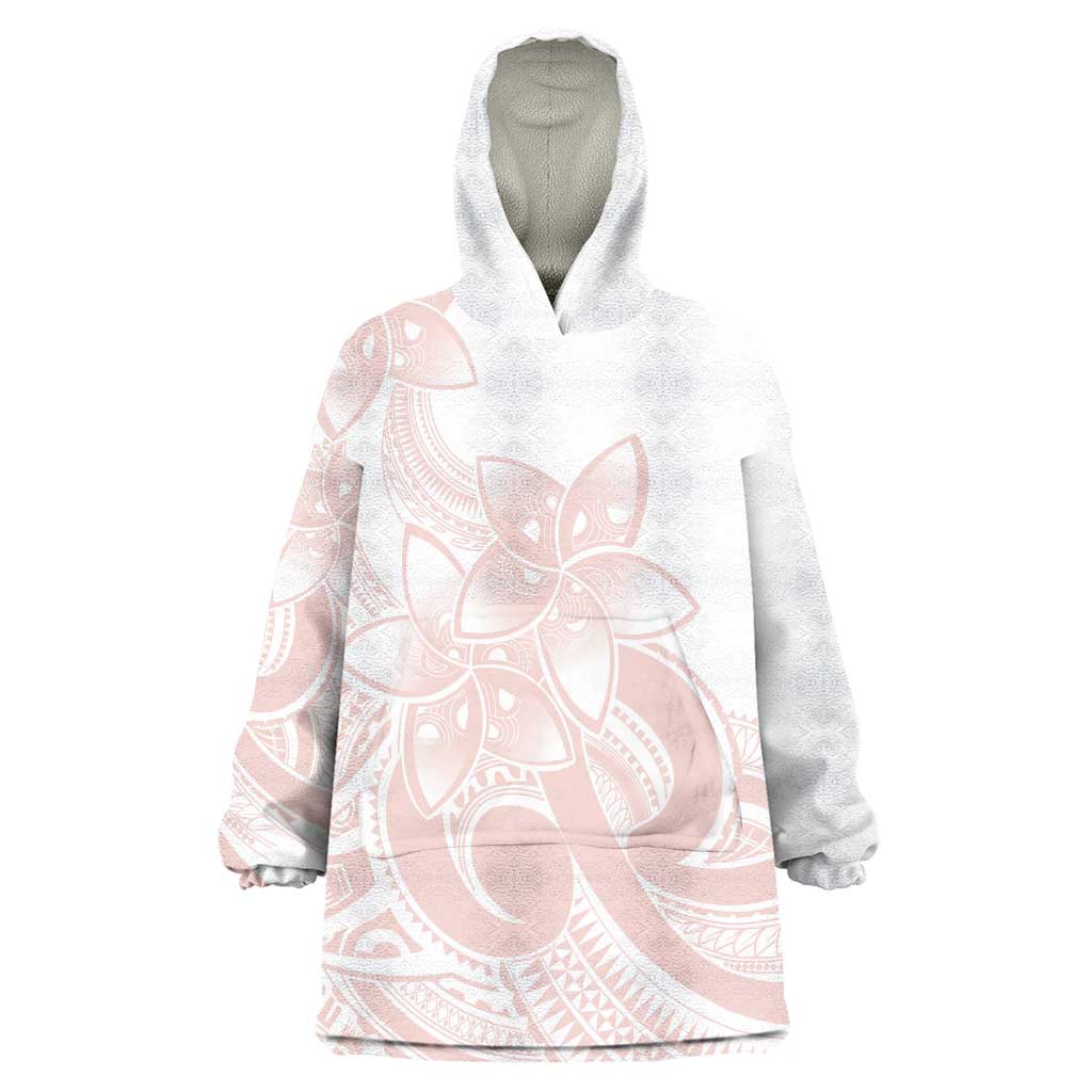 Polynesian Tribal Plumeria Lotu Tamaiti Wearable Blanket Hoodie Pastel Blush LT9 One Size Blush - Polynesian Pride
