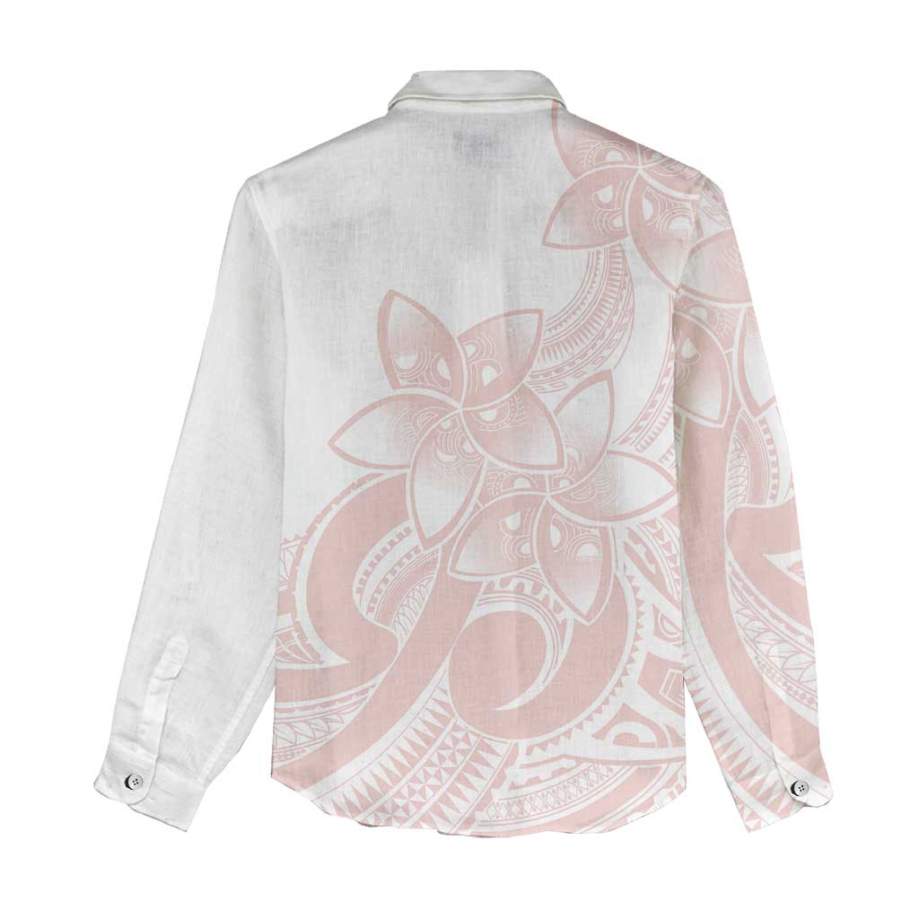 Polynesian Tribal Plumeria Lotu Tamaiti Women Casual Shirt Pastel Blush LT9 - Polynesian Pride