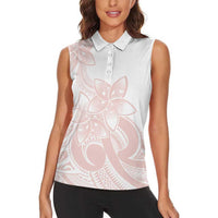 Polynesian Tribal Plumeria Lotu Tamaiti Women Sleeveless Polo Shirt Pastel Blush LT9 - Polynesian Pride