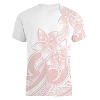 Polynesian Tribal Plumeria Lotu Tamaiti Women V-Neck T-Shirt Pastel Blush LT9 - Polynesian Pride
