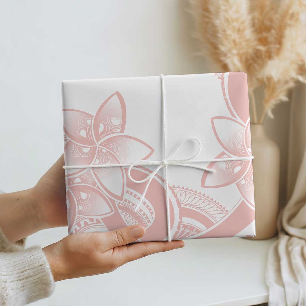 Polynesian Tribal Plumeria Lotu Tamaiti Wrapping Paper Pastel Blush - Polynesian Pride