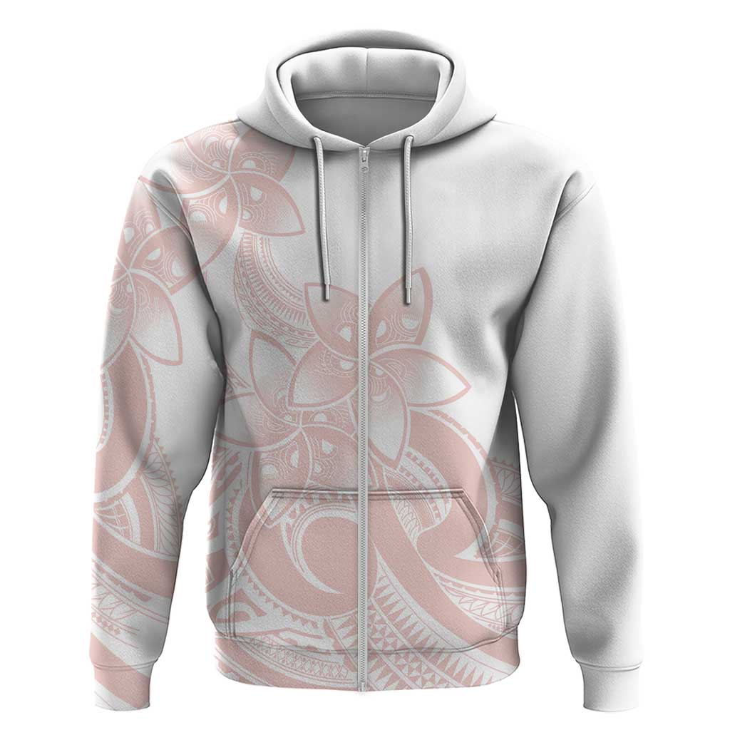 Polynesian Tribal Plumeria Lotu Tamaiti Zip Hoodie Pastel Blush LT9 Zip Hoodie Blush - Polynesian Pride