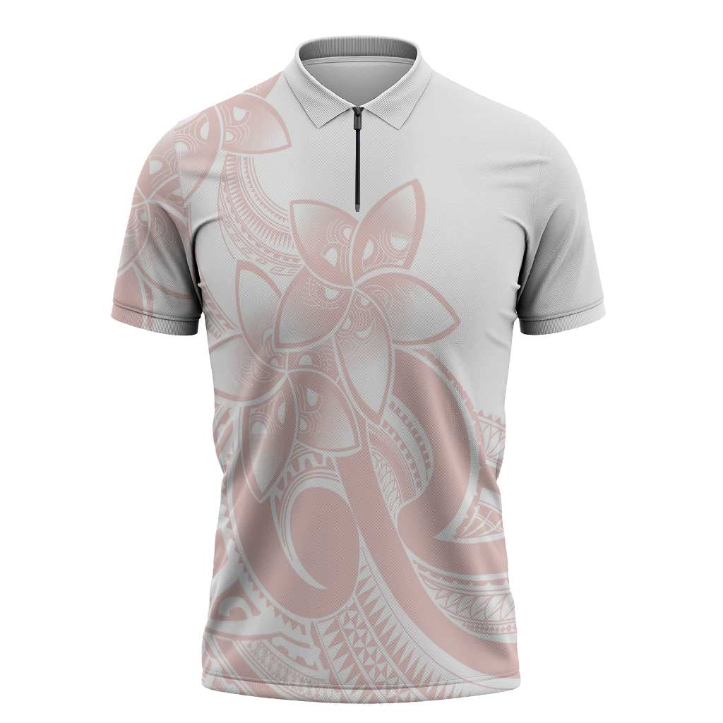 Polynesian Tribal Plumeria Lotu Tamaiti Zipper Polo Shirt Pastel Blush LT9 Blush - Polynesian Pride