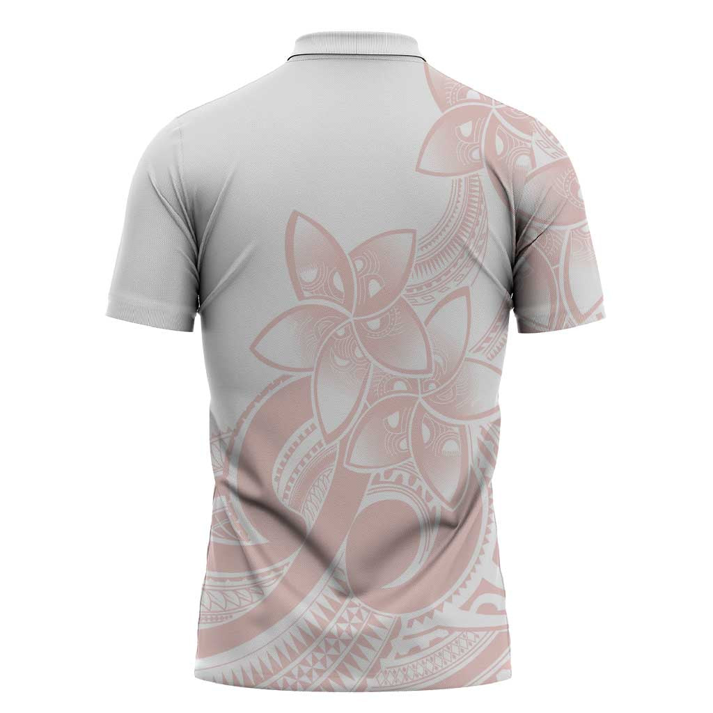 Polynesian Tribal Plumeria Lotu Tamaiti Zipper Polo Shirt Pastel Blush LT9 - Polynesian Pride