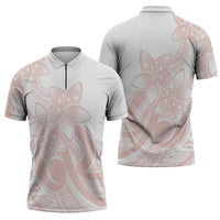 Polynesian Tribal Plumeria Lotu Tamaiti Zipper Polo Shirt Pastel Blush LT9 - Polynesian Pride