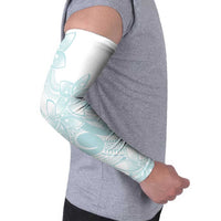 Polynesian Tribal Plumeria Lotu Tamaiti Arm Sleeves Pastel Cyan LT9 - Polynesian Pride