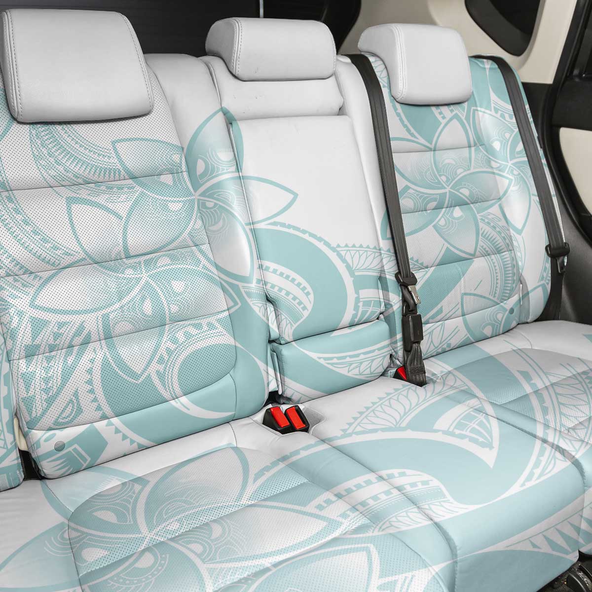 Polynesian Tribal Plumeria Lotu Tamaiti Back Car Seat Cover Pastel Cyan LT9 - Polynesian Pride