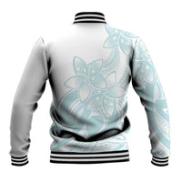 Polynesian Tribal Plumeria Lotu Tamaiti Baseball Jacket Pastel Cyan LT9 - Polynesian Pride