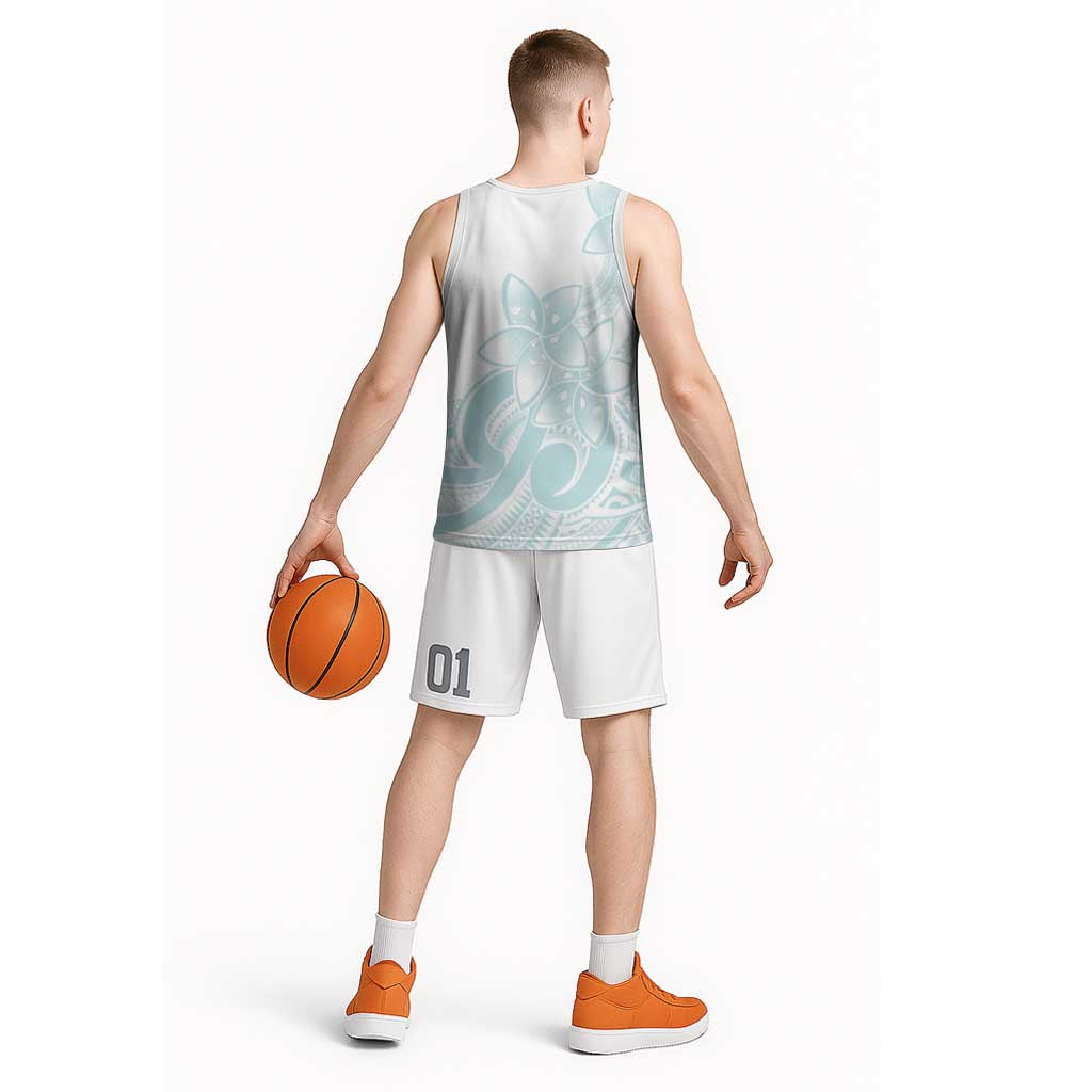 Polynesian Tribal Plumeria Lotu Tamaiti Basketball Jersey Pastel Cyan LT9 - Polynesian Pride