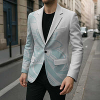 Polynesian Tribal Plumeria Lotu Tamaiti Blazer Pastel Cyan - Polynesian Pride