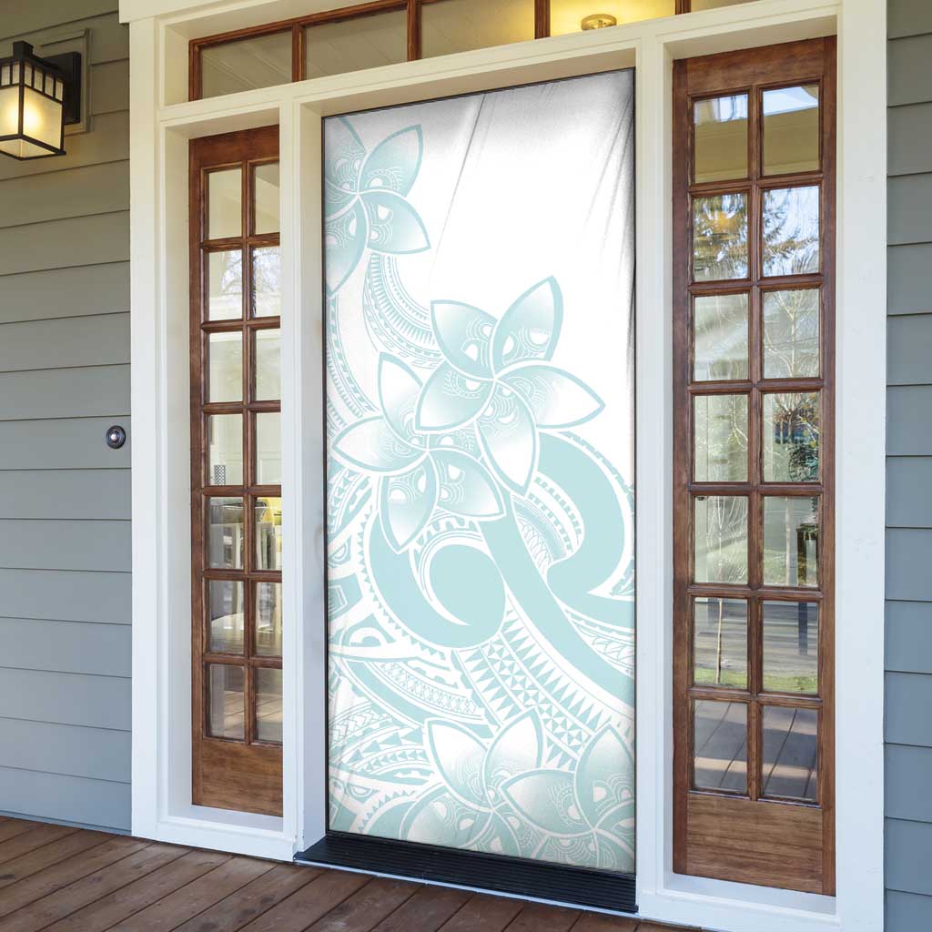 Polynesian Tribal Plumeria Lotu Tamaiti Door Cover Pastel Cyan LT9 - Polynesian Pride