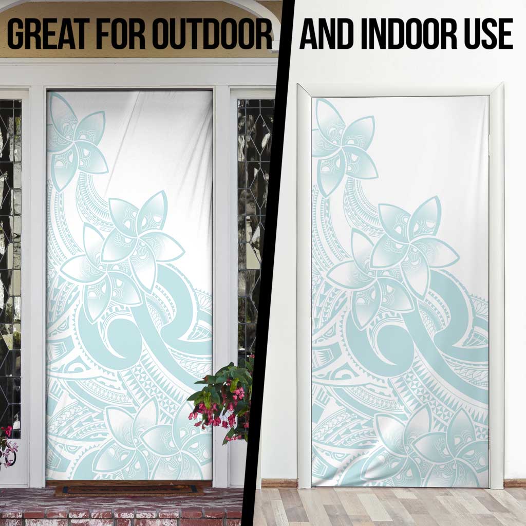 Polynesian Tribal Plumeria Lotu Tamaiti Door Cover Pastel Cyan LT9 - Polynesian Pride