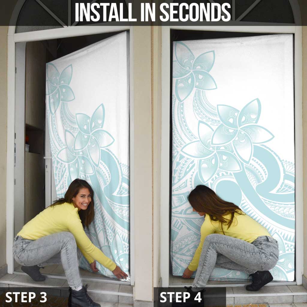 Polynesian Tribal Plumeria Lotu Tamaiti Door Cover Pastel Cyan LT9 - Polynesian Pride