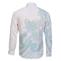 Polynesian Tribal Plumeria Lotu Tamaiti Family Matching Off The Shoulder Long Sleeve Dress and Hawaiian Shirt Pastel Cyan LT9 - Polynesian Pride