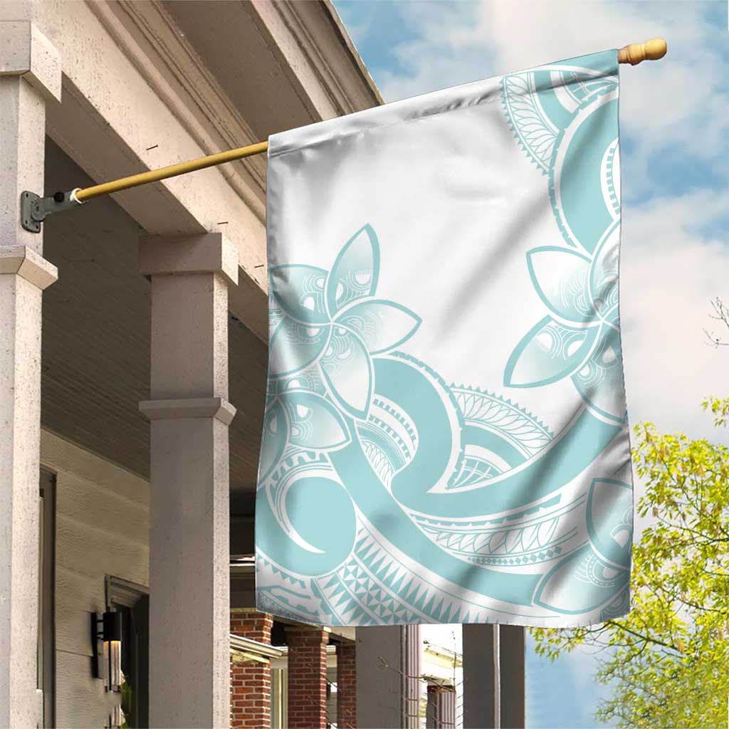 Polynesian Tribal Plumeria Lotu Tamaiti Garden Flag Pastel Cyan LT9 House Flag Cyan - Polynesian Pride