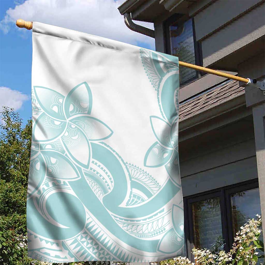 Polynesian Tribal Plumeria Lotu Tamaiti Garden Flag Pastel Cyan LT9 - Polynesian Pride
