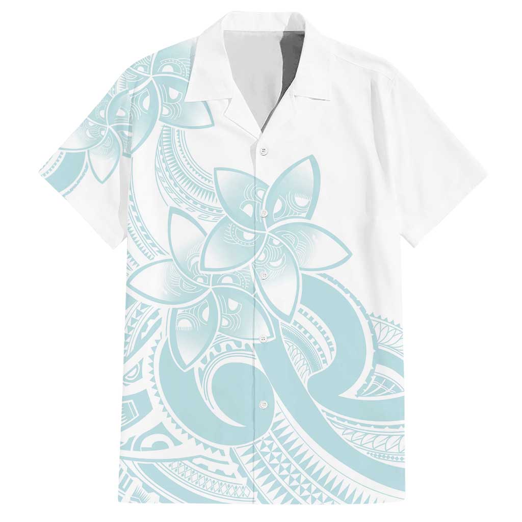 Polynesian Tribal Plumeria Lotu Tamaiti Hawaiian Shirt Pastel Cyan LT9 Cyan - Polynesian Pride