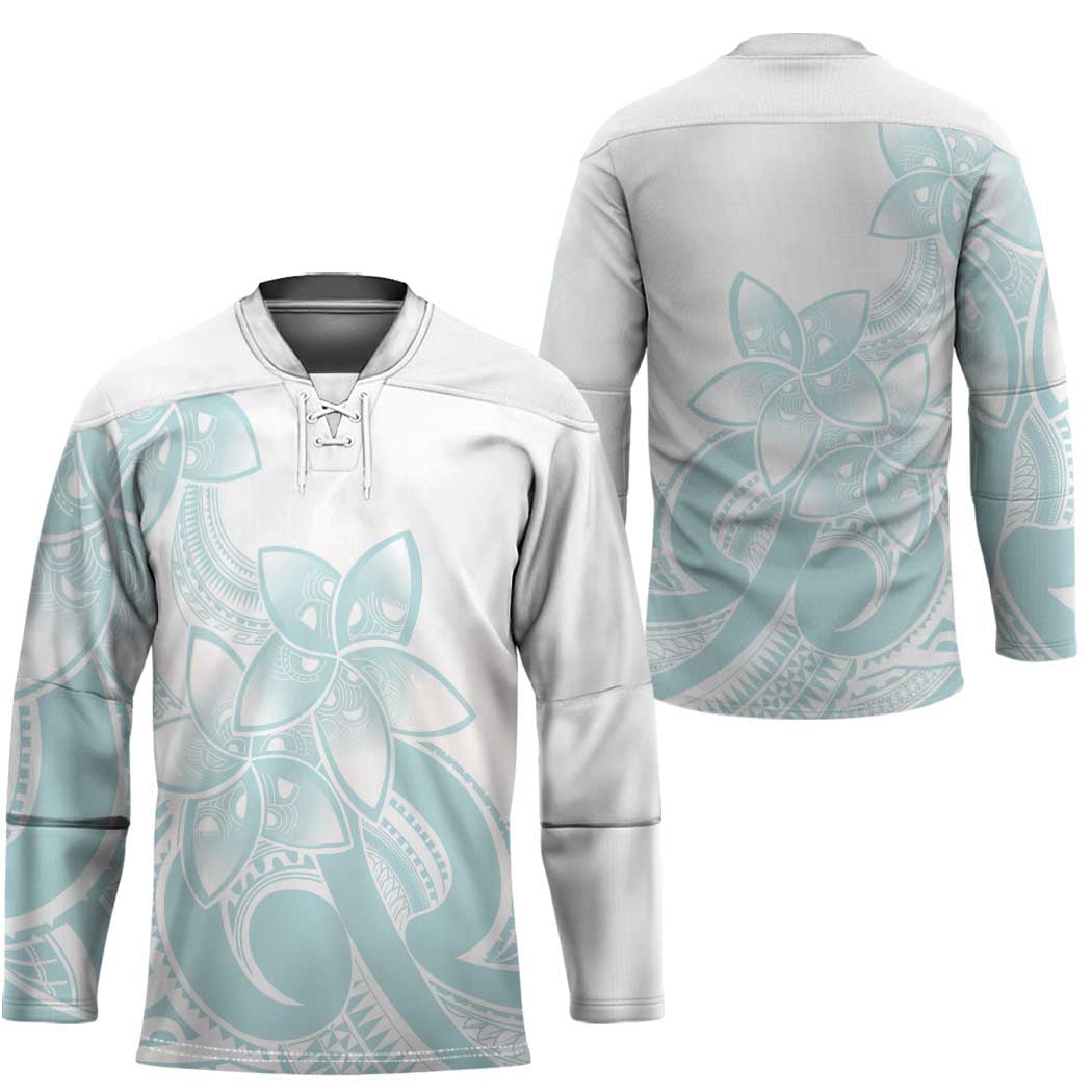 Polynesian Tribal Plumeria Lotu Tamaiti Hockey Jersey Pastel Cyan LT9 - Polynesian Pride
