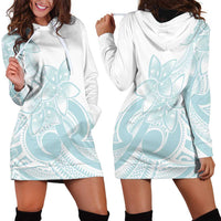 Polynesian Tribal Plumeria Lotu Tamaiti Hoodie Dress Pastel Cyan LT9 - Polynesian Pride