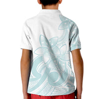 Polynesian Tribal Plumeria Lotu Tamaiti Kid Polo Shirt Pastel Cyan LT9 - Polynesian Pride