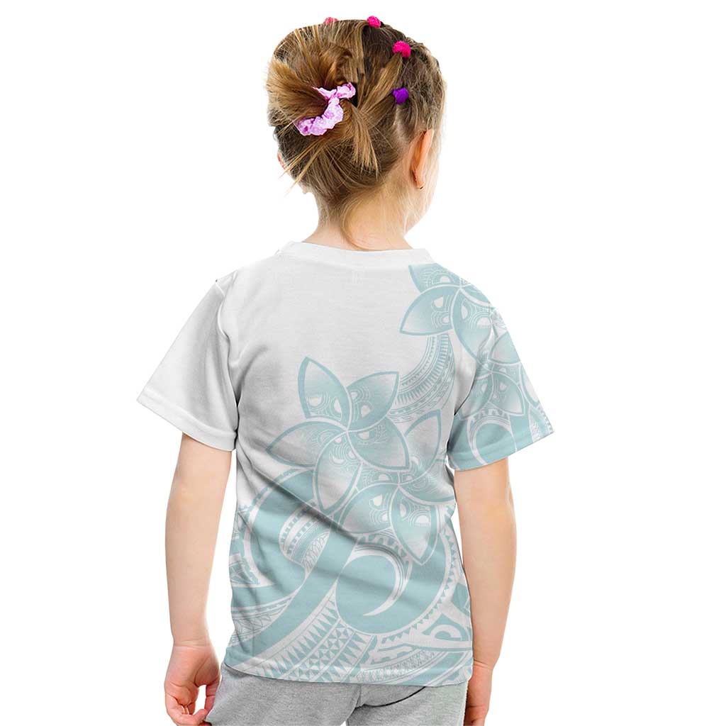 Polynesian Tribal Plumeria Lotu Tamaiti Kid T Shirt Pastel Cyan LT9 - Polynesian Pride