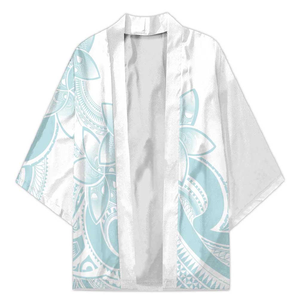Polynesian Tribal Plumeria Lotu Tamaiti Kimono Pastel Cyan LT9 Unisex Cyan - Polynesian Pride