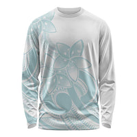 Polynesian Tribal Plumeria Lotu Tamaiti Long Sleeve Shirt Pastel Cyan LT9 Unisex Cyan - Polynesian Pride