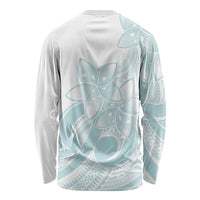 Polynesian Tribal Plumeria Lotu Tamaiti Long Sleeve Shirt Pastel Cyan LT9 - Polynesian Pride
