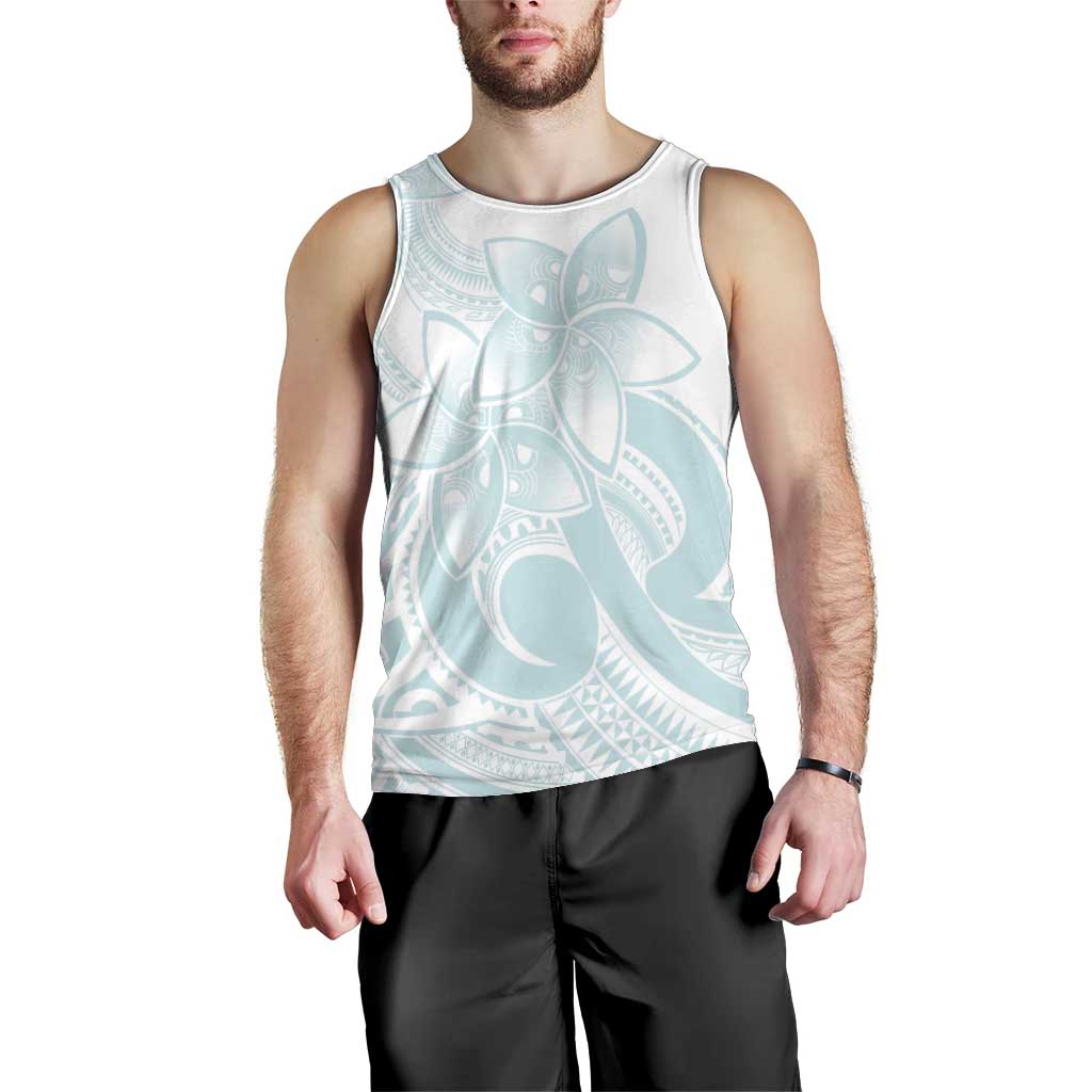 Polynesian Tribal Plumeria Lotu Tamaiti Men Tank Top Pastel Cyan LT9 - Polynesian Pride
