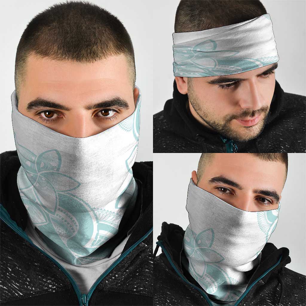 Polynesian Tribal Plumeria Lotu Tamaiti Neck Gaiter Pastel Cyan LT9
