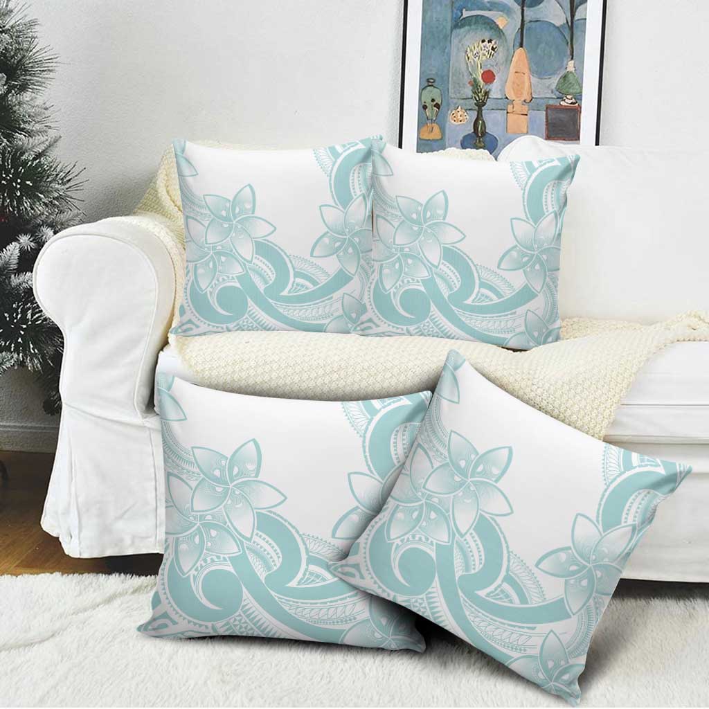 Polynesian Tribal Plumeria Lotu Tamaiti Pillow Cover Pastel Cyan - Polynesian Pride