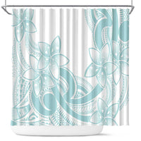 Polynesian Tribal Plumeria Lotu Tamaiti Shower Curtain Pastel Cyan LT9 Cyan - Polynesian Pride