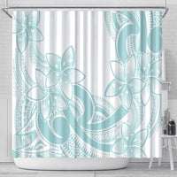 Polynesian Tribal Plumeria Lotu Tamaiti Shower Curtain Pastel Cyan LT9 - Polynesian Pride