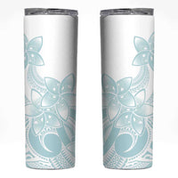 Polynesian Tribal Plumeria Lotu Tamaiti Skinny Tumbler Pastel Cyan LT9 Cyan - Polynesian Pride