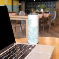 Polynesian Tribal Plumeria Lotu Tamaiti Skinny Tumbler Pastel Cyan LT9 - Polynesian Pride