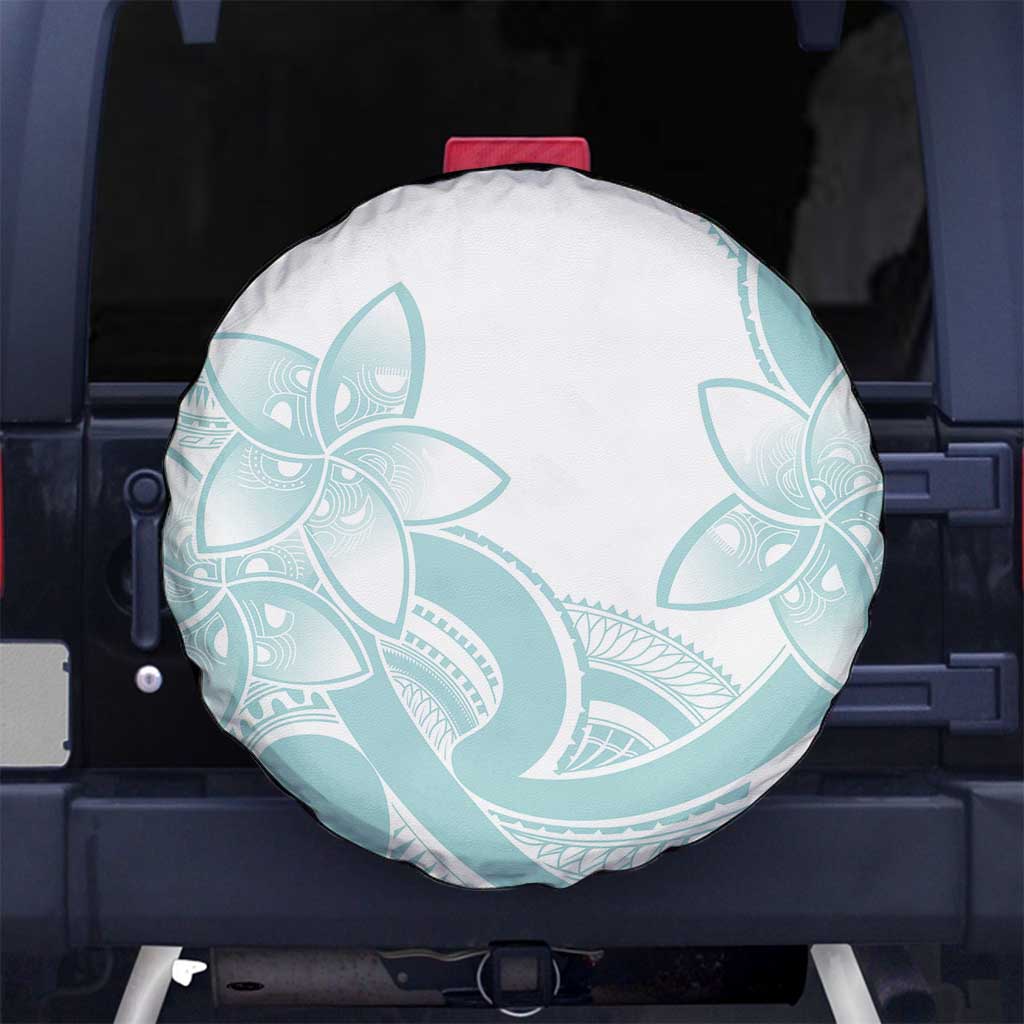 Polynesian Tribal Plumeria Lotu Tamaiti Spare Tire Cover Pastel Cyan LT9 No hole Cyan - Polynesian Pride