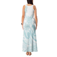 Polynesian Tribal Plumeria Lotu Tamaiti Tank Maxi Dress Pastel Cyan LT9 - Polynesian Pride