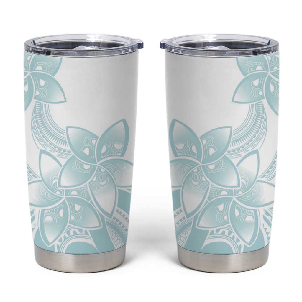 Polynesian Tribal Plumeria Lotu Tamaiti Tumbler Cup Pastel Cyan LT9 Cyan - Polynesian Pride