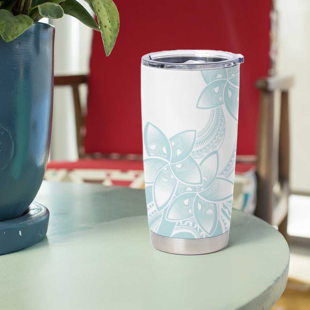 Polynesian Tribal Plumeria Lotu Tamaiti Tumbler Cup Pastel Cyan LT9 - Polynesian Pride