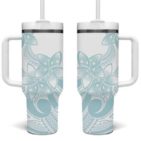 Polynesian Tribal Plumeria Lotu Tamaiti Tumbler With Handle Pastel Cyan LT9 One Size: 40 oz Cyan - Polynesian Pride
