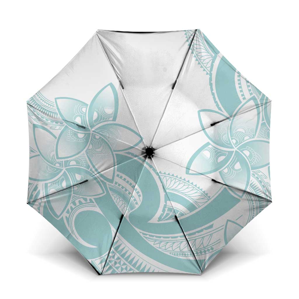 Polynesian Tribal Plumeria Lotu Tamaiti Umbrella Pastel Cyan LT9 One Size Folded 11.42 inch Opened Diameter 37.4 inch Cyan - Polynesian Pride