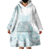 Polynesian Tribal Plumeria Lotu Tamaiti Wearable Blanket Hoodie Pastel Cyan LT9 - Polynesian Pride