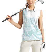 Polynesian Tribal Plumeria Lotu Tamaiti Women Sleeveless Polo Shirt Pastel Cyan LT9 - Polynesian Pride
