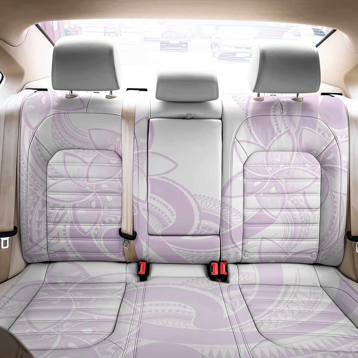 Polynesian Tribal Plumeria Lotu Tamaiti Back Car Seat Cover Pastel Mauve LT9 - Polynesian Pride