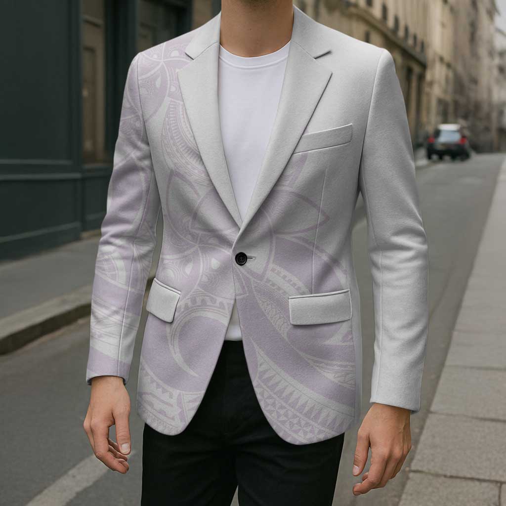 Polynesian Tribal Plumeria Lotu Tamaiti Blazer Pastel Mauve - Polynesian Pride