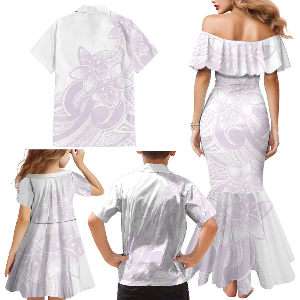 Polynesian Tribal Plumeria Lotu Tamaiti Family Matching Mermaid Dress and Hawaiian Shirt Pastel Mauve LT9 - Polynesian Pride
